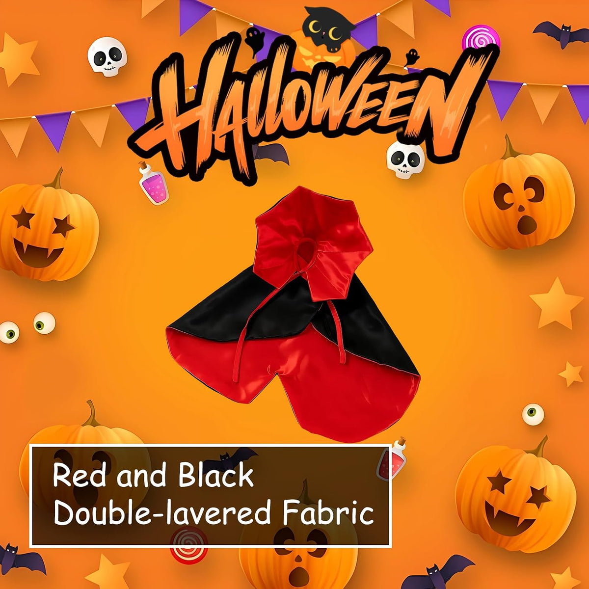 Dog Halloween Costume, Superdog Cape， Pet Vampire Cape for Small Dogs and Cats, Adjustable Strap with Velcro Closure, Ideal for Halloween Parties and Cosplay Events, 1 Piece