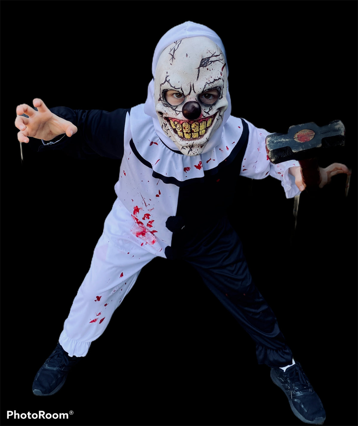 Kids Scary Clown Costume Killer Clowns Boys Mime Halloween Fancy Dress 2 Sizes