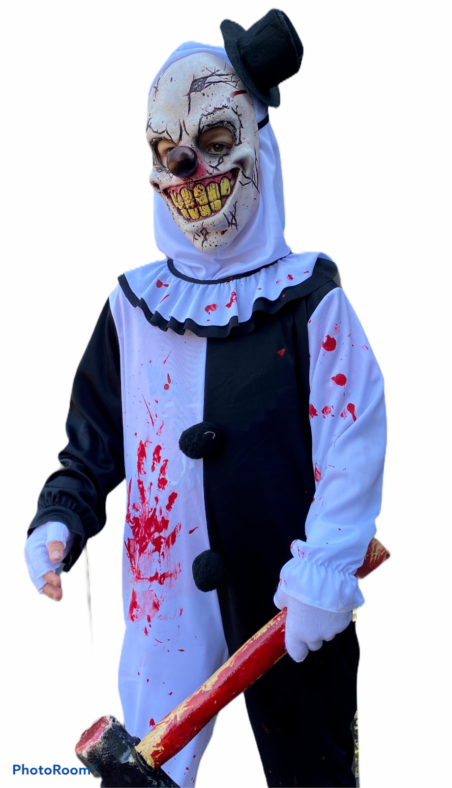 Kids Scary Clown Costume Killer Clowns Boys Mime Halloween Fancy Dress 2 Sizes
