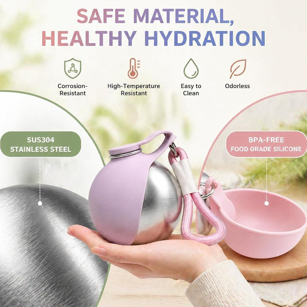 2 in 1 Portable Dog Water Bottle, 10Oz/285Ml Leak-Proof Pet Drink Dispenser