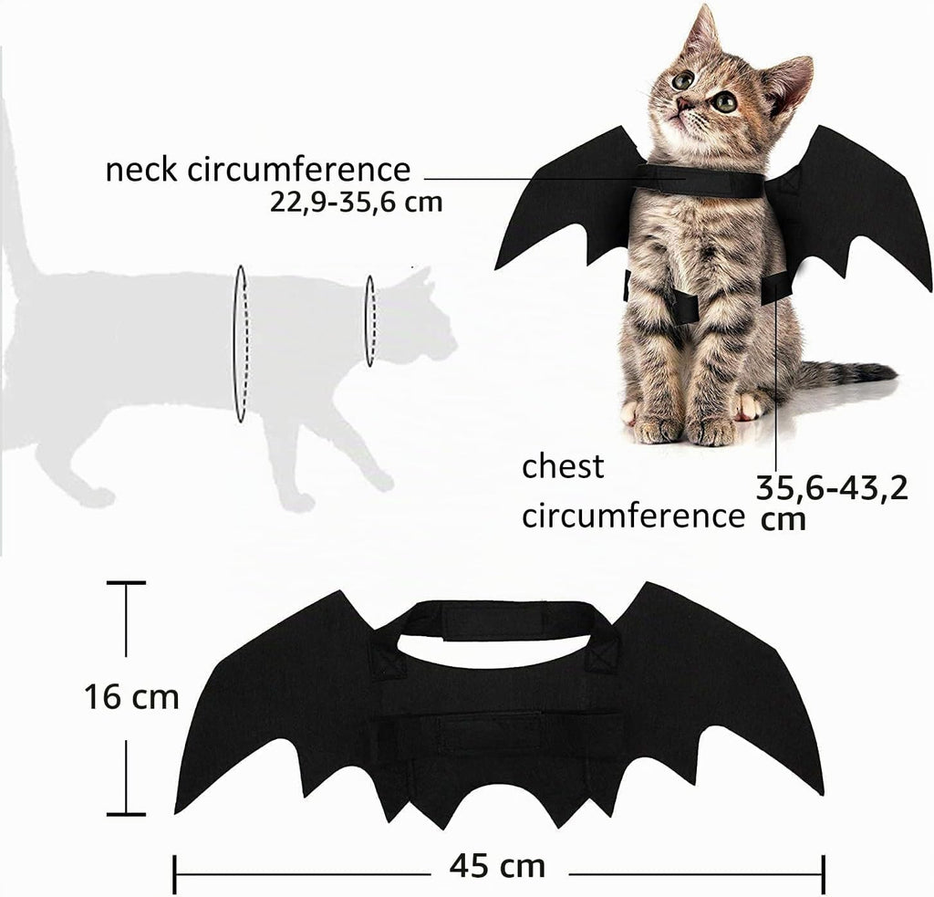 Halloween Pet Dog Cat Costume Vampire Wings Fancy Dress Bat Wings for Cats Dogs Neck Circumference from 25-35Cm and Bust from 45-65Cm