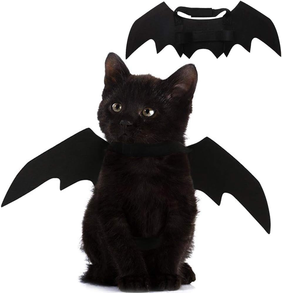 Halloween Pet Dog Cat Costume Vampire Wings Fancy Dress Bat Wings for Cats Dogs Neck Circumference from 25-35Cm and Bust from 45-65Cm