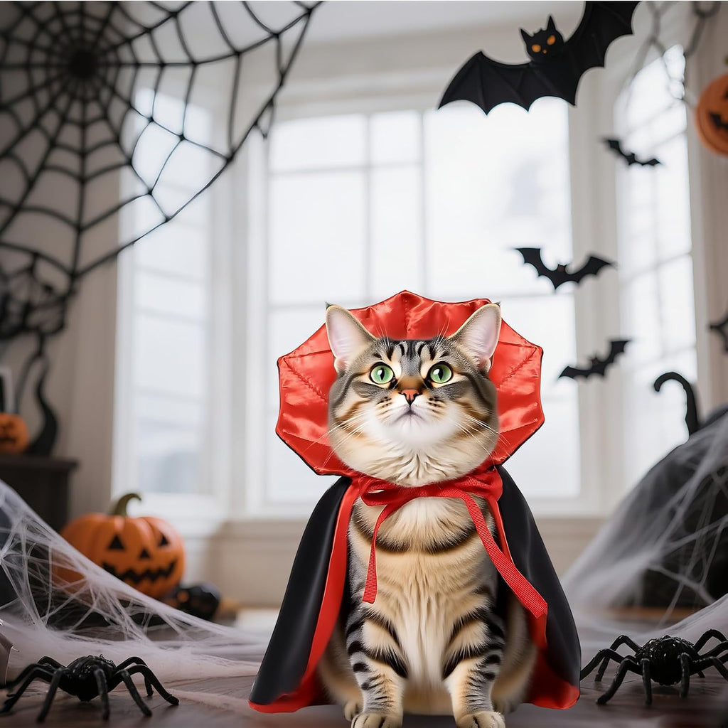 Dog Halloween Costume, Superdog Cape， Pet Vampire Cape for Small Dogs and Cats, Adjustable Strap with Velcro Closure, Ideal for Halloween Parties and Cosplay Events, 1 Piece