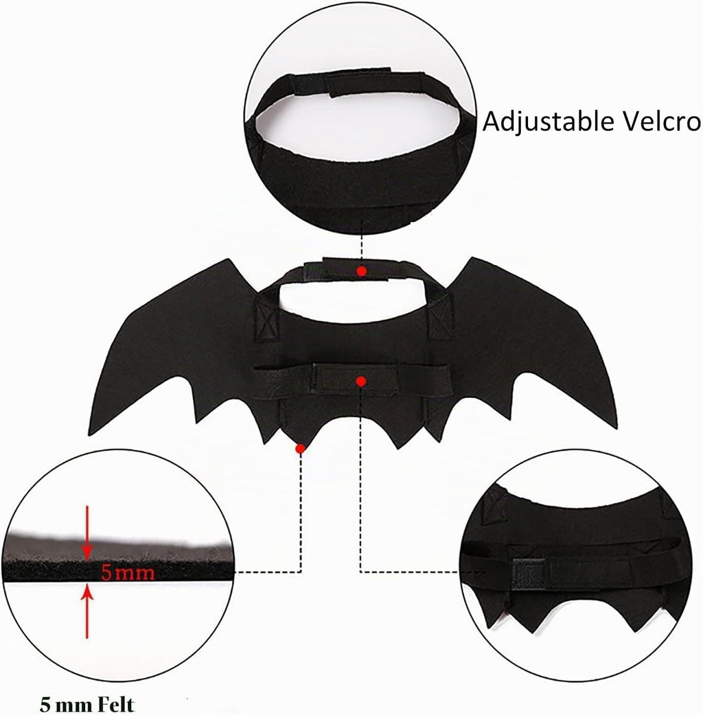 Halloween Pet Dog Cat Costume Vampire Wings Fancy Dress Bat Wings for Cats Dogs Neck Circumference from 25-35Cm and Bust from 45-65Cm