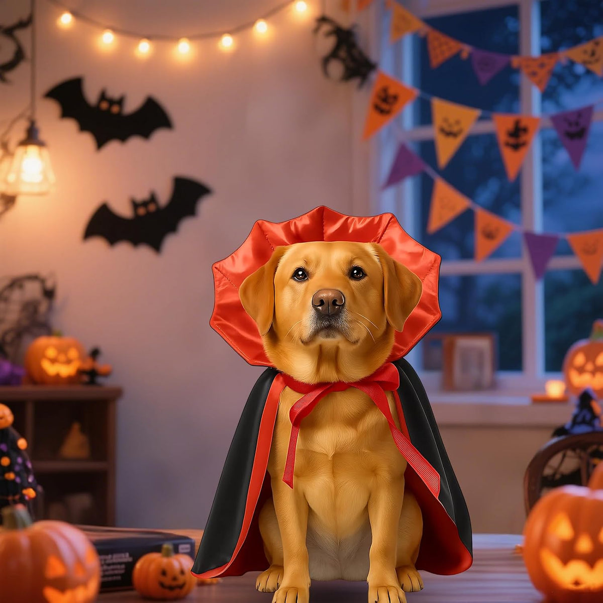 Dog Halloween Costume, Superdog Cape， Pet Vampire Cape for Small Dogs and Cats, Adjustable Strap with Velcro Closure, Ideal for Halloween Parties and Cosplay Events, 1 Piece